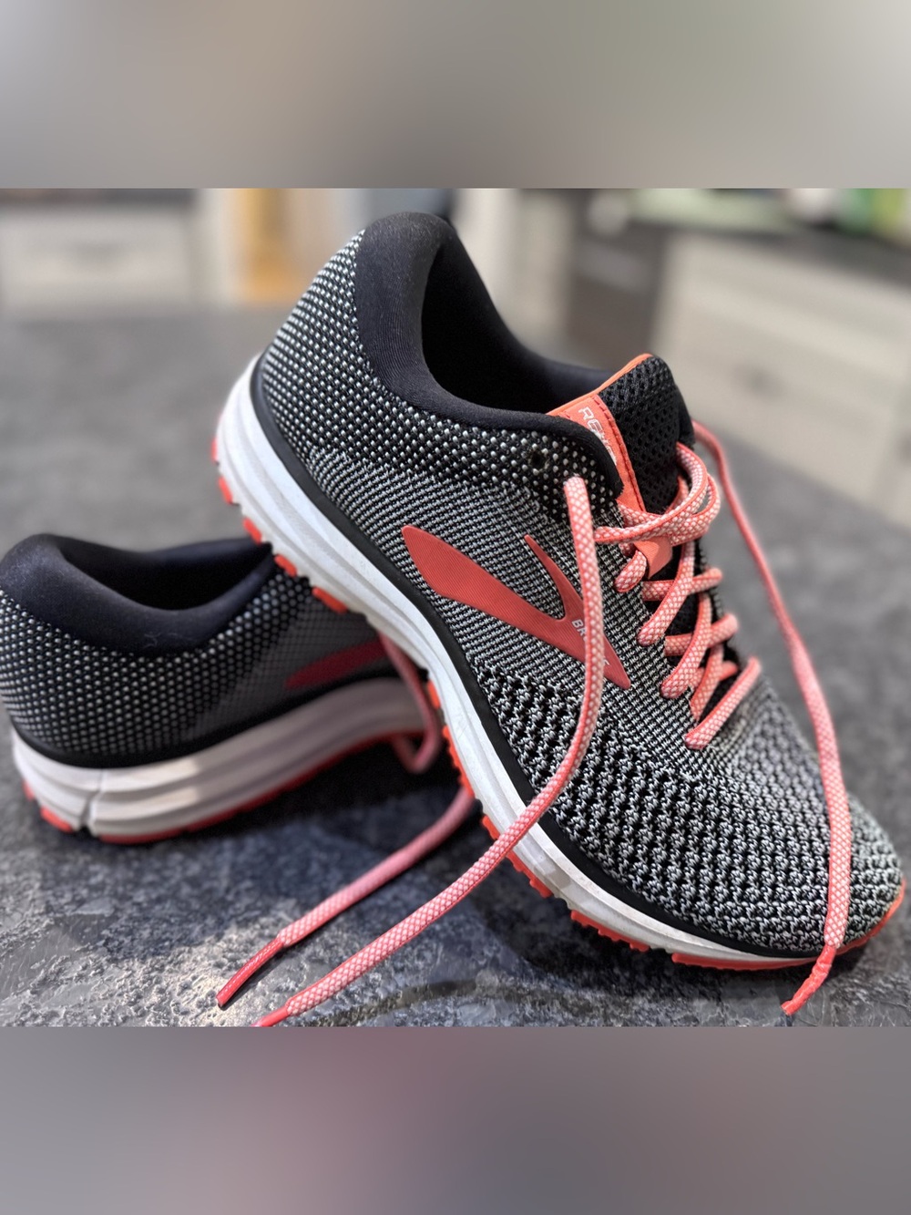 Brooks Women's Black and Coral Lightweight Running Sneakers